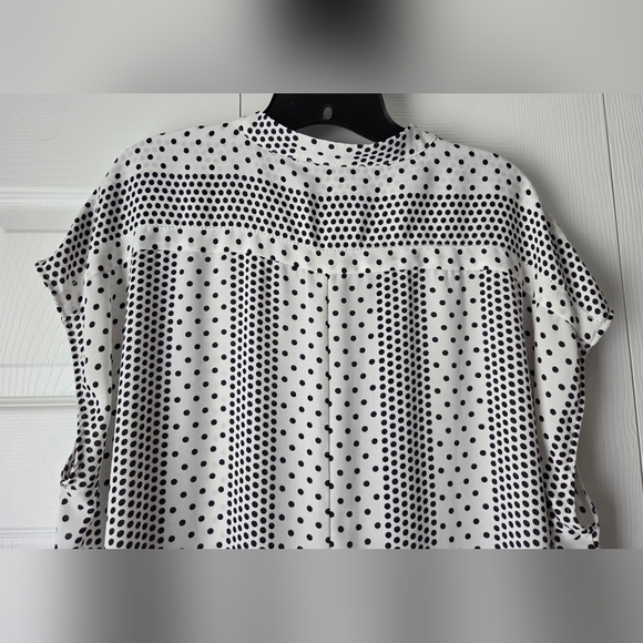 Tahari Black and White Striped Polka Dot Button Down Shirt SIZE XL. Like New. - Picture 6 of 11